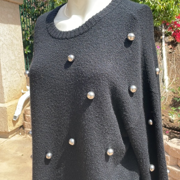 Alice + Olivia Womens Gleeson Metal Ball Detail Knit Sweater M black $495 - Picture 6 of 11